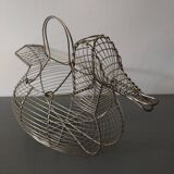 Vintage duck-shaped metal egg basket in very good condition