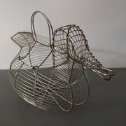 Vintage duck shaped metal egg basket in very good condition