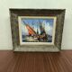 Huile sur toile marine Marcel Abougit Barques de pêcheurs Côte d'Azur