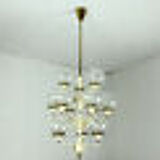 1960s mid century chandelier brass 12 crackle glass shades