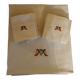 Hand-embroidered tablecloth and its 12 napkins - Encrypted " M V " -80s