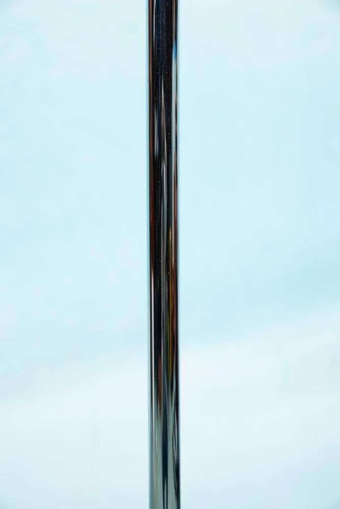 Minimalist chrome glass floor lamp, Bauhaus style floor lamp.