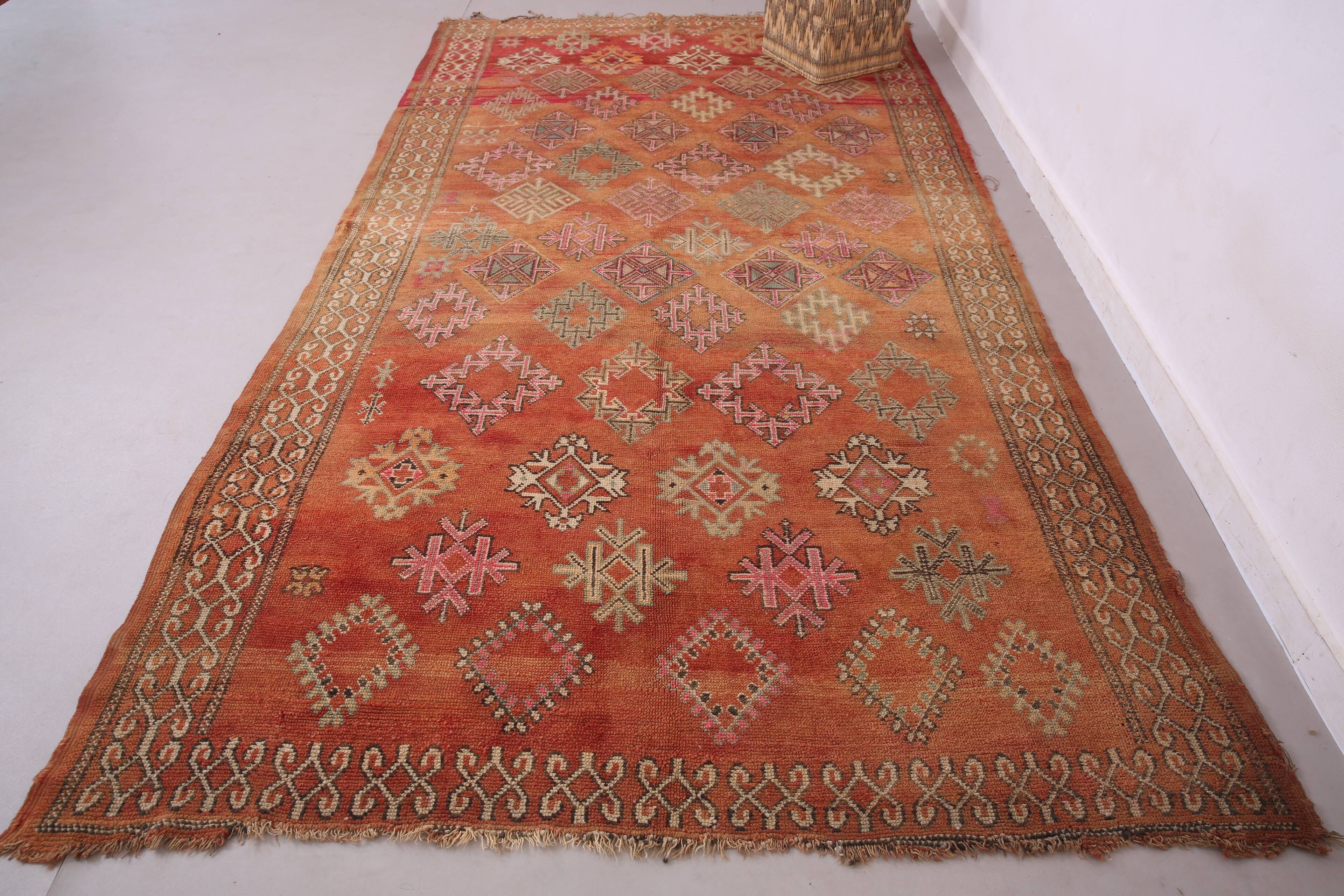 Vintage Moroccan Wool Rug 185 x 337 cm - Berber Handmade Rug - Bohemian Rug