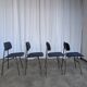 Set of 4 Vintage Stol Kamnik School Chairs Blue Upholstered Retro Dining Ch