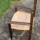 Small wooden and vintage straw children's chair Varnished wood and woven straw