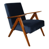 Classic armchair Var B-310 1960s vintage navy velvet - dark wood - 2 pieces available
