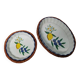 Lot de 2 petits plats décor provençal avec panier en osier vintage