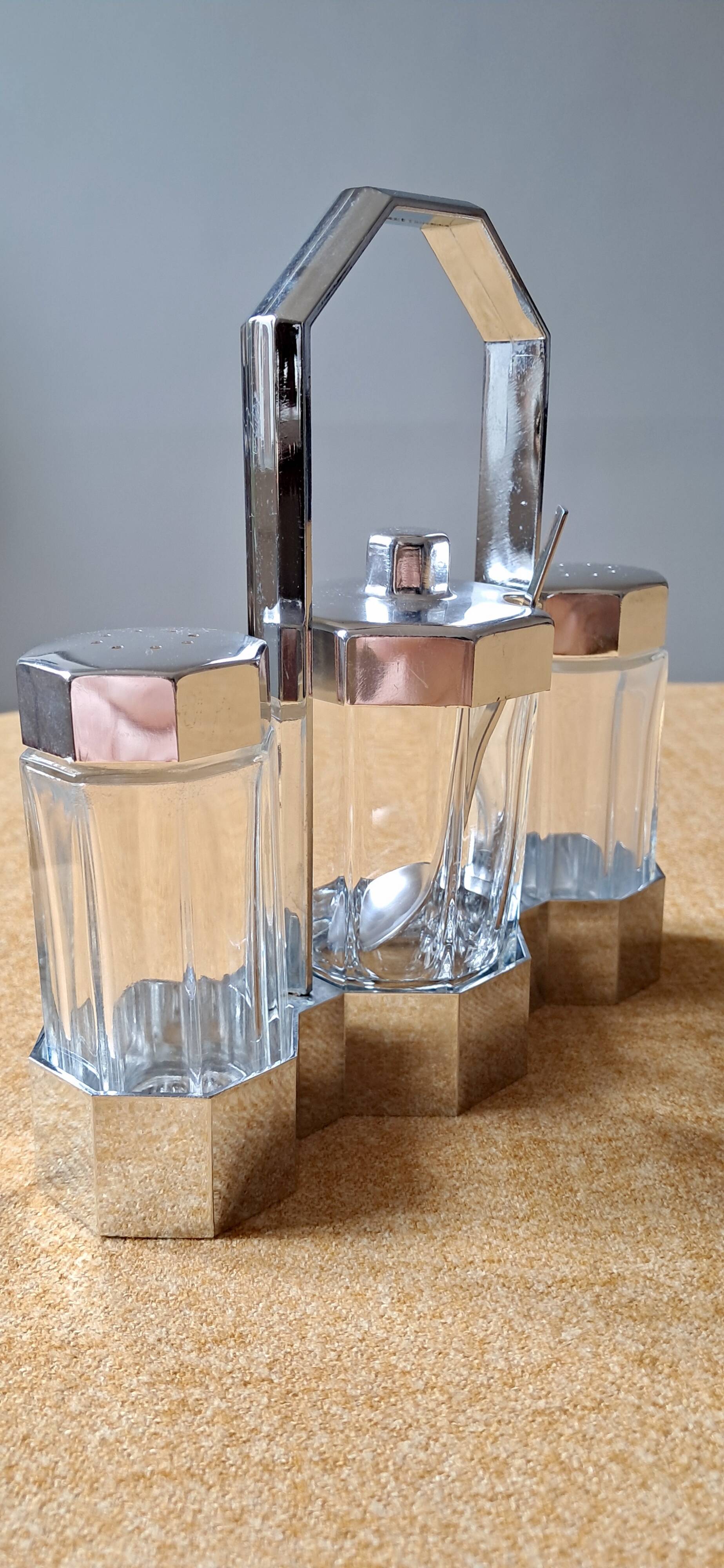Arcoroc salt/pepper/mustard server from the 1980s