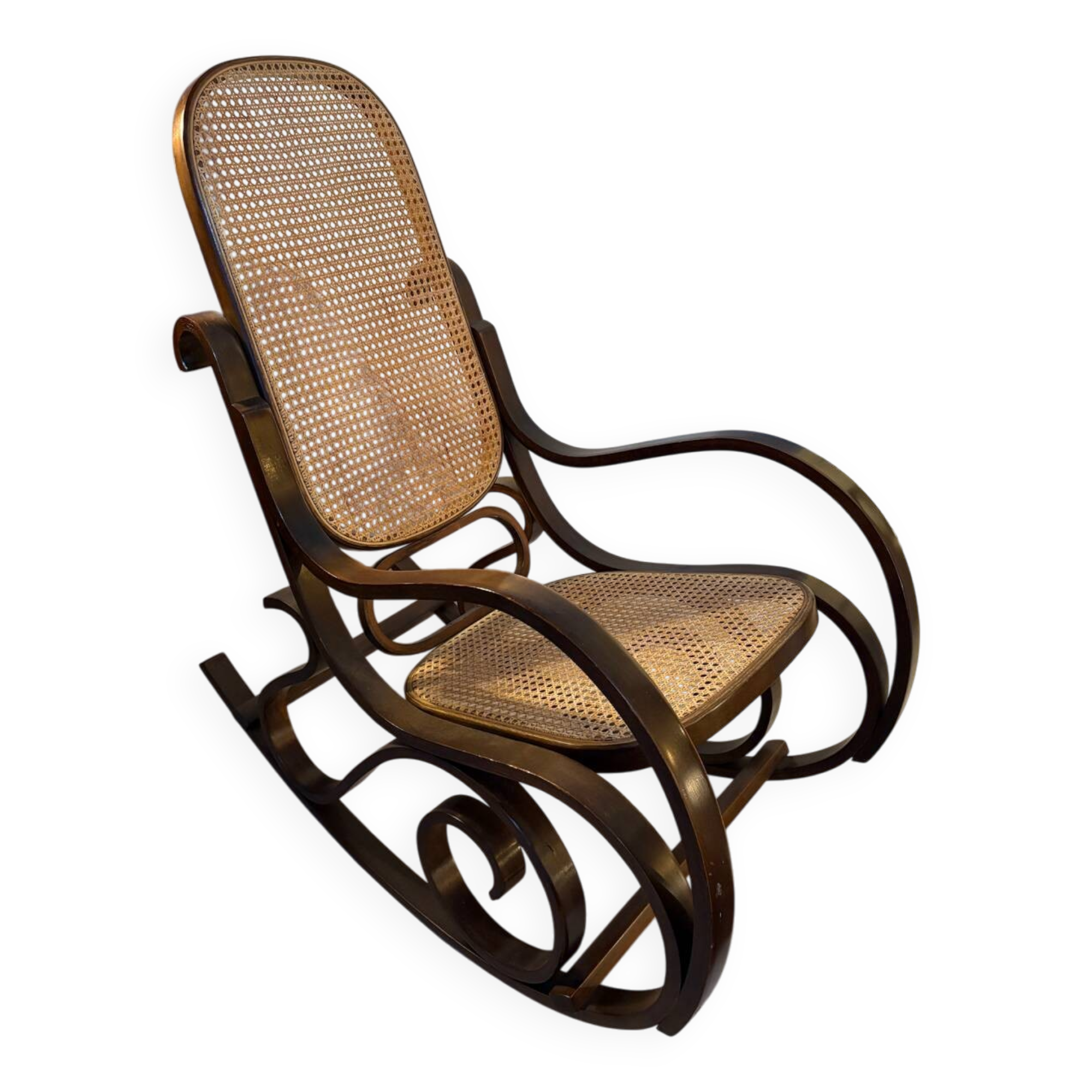 Rocking chair with caning