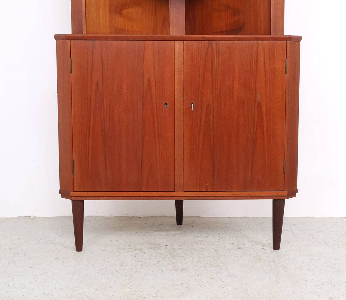 Vintage Danish teak corner cabinet with display case, 1960s