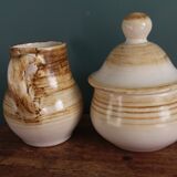 Sugar bowl and milk jug in Longchamp earthenware.