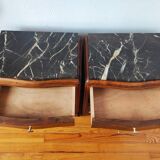 Pair of Art Deco walnut bedside tables
