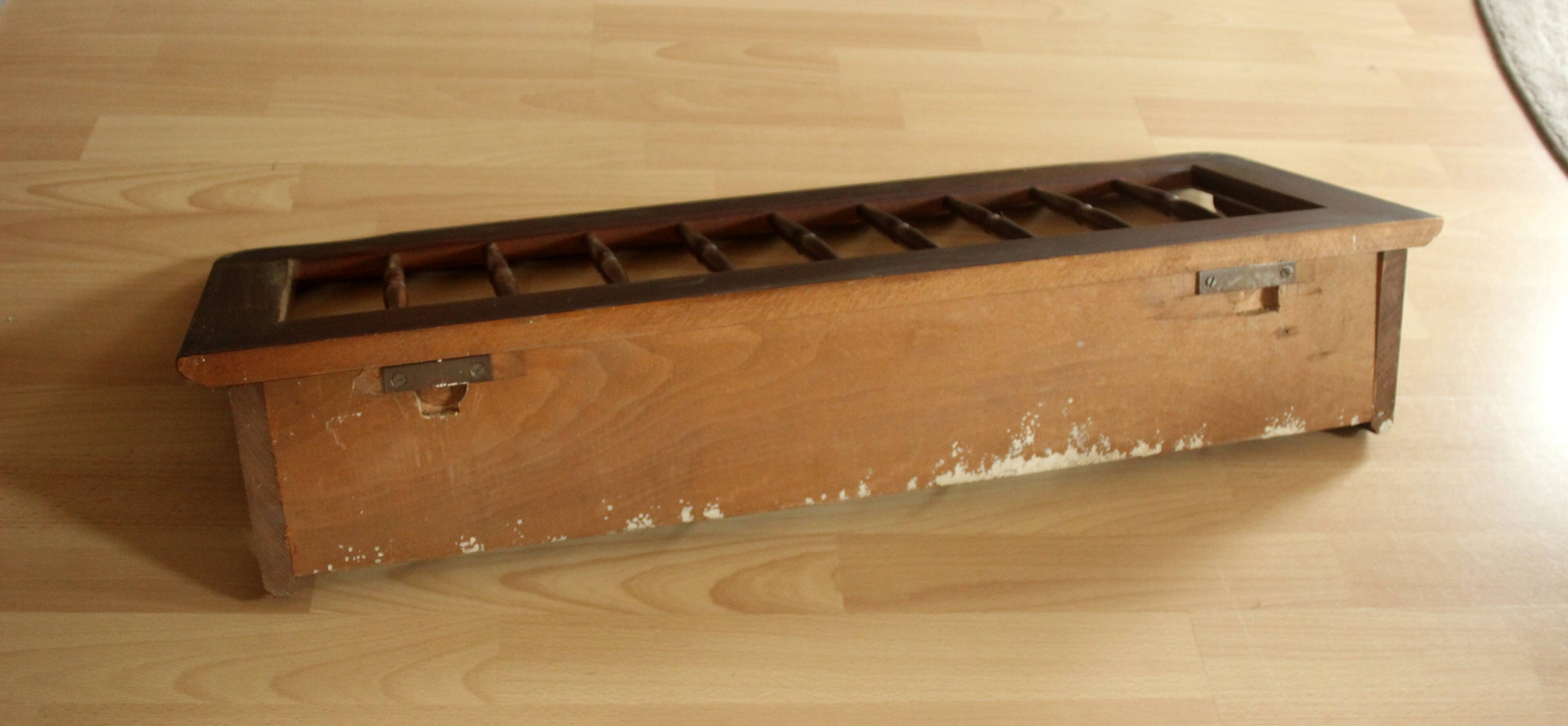 Wall mounted wooden coat rack with shelf wear hats and 4 brass hooks