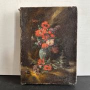 Miniature still life, oil painting signed from the 19th century, French school.