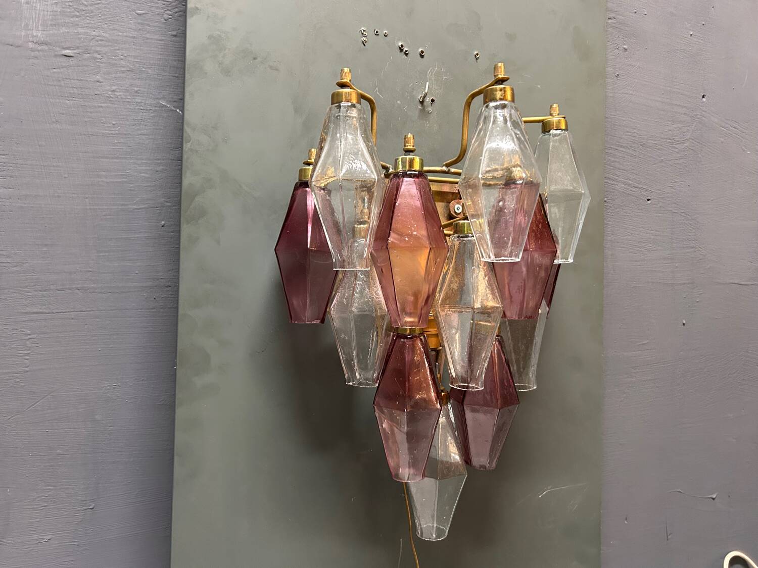 Murano Glass Poliedri Sconces, Italy, 1980s - Set of 2