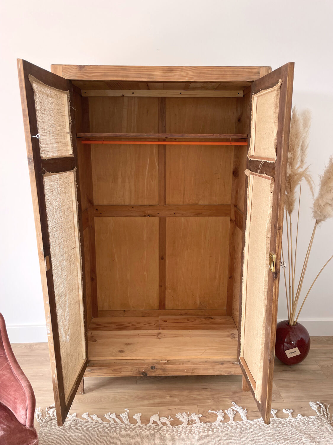 Wardrobe Parisian vintage raw wood bohemian