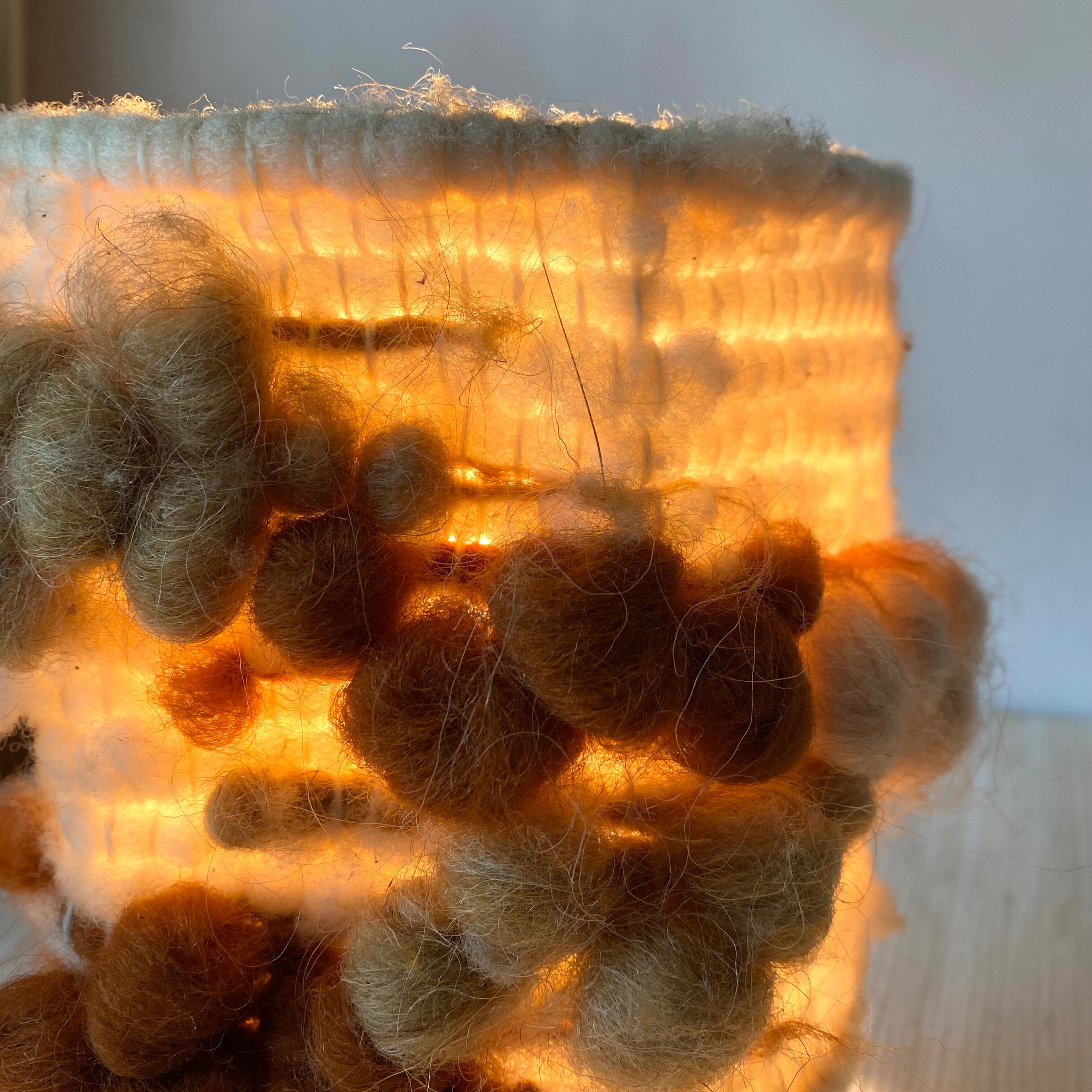 Vintage ceramic and wool lamp, 70s