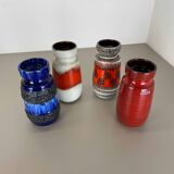 Set of Four Vintage Pottery Fat Lava Vases Made by Scheurich, Germany, 1970s
