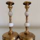 60s gold alabaster metal candlesticks