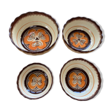 4 nesting salad bowls in enameled ceramic mbfa pont l abbé decorated vintage hand