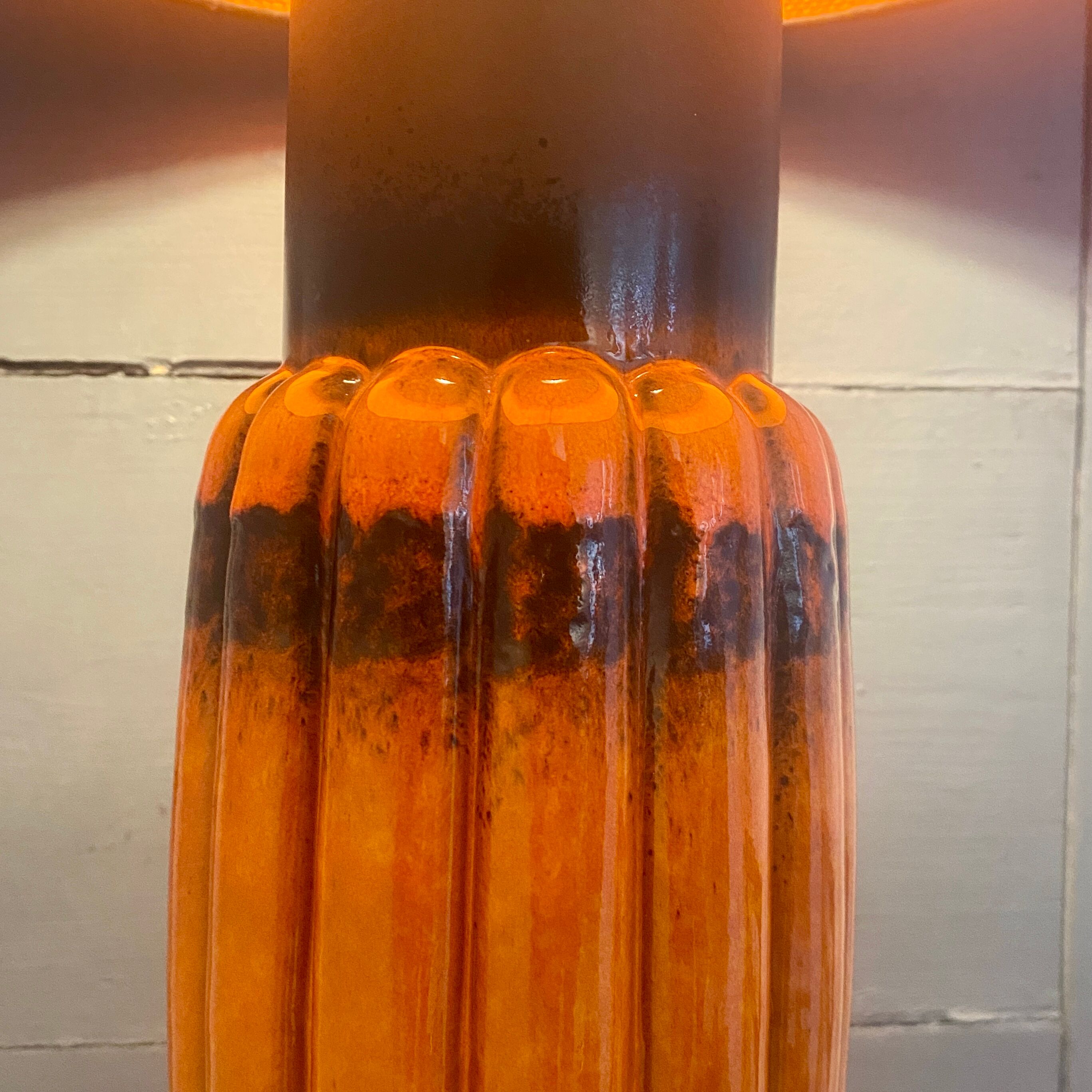 Ceramic floor lamp year 1960 two-tone lampshade