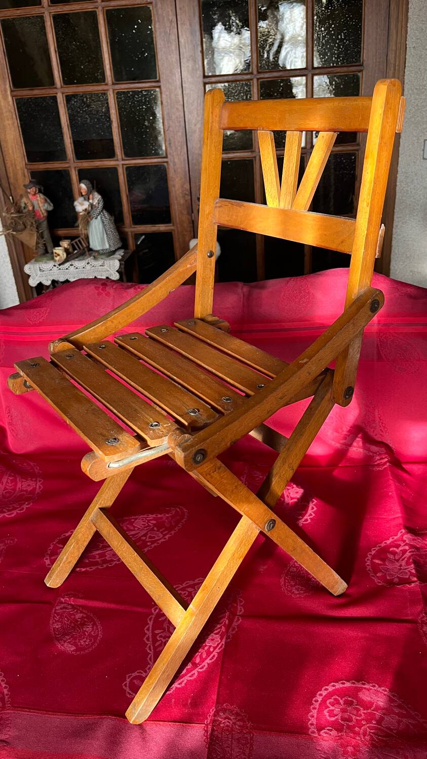 Vintage wooden folding children's chair