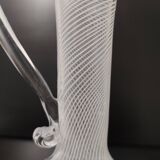 Murano Glass Pitcher Vase with White and Transparent Canes, Italy