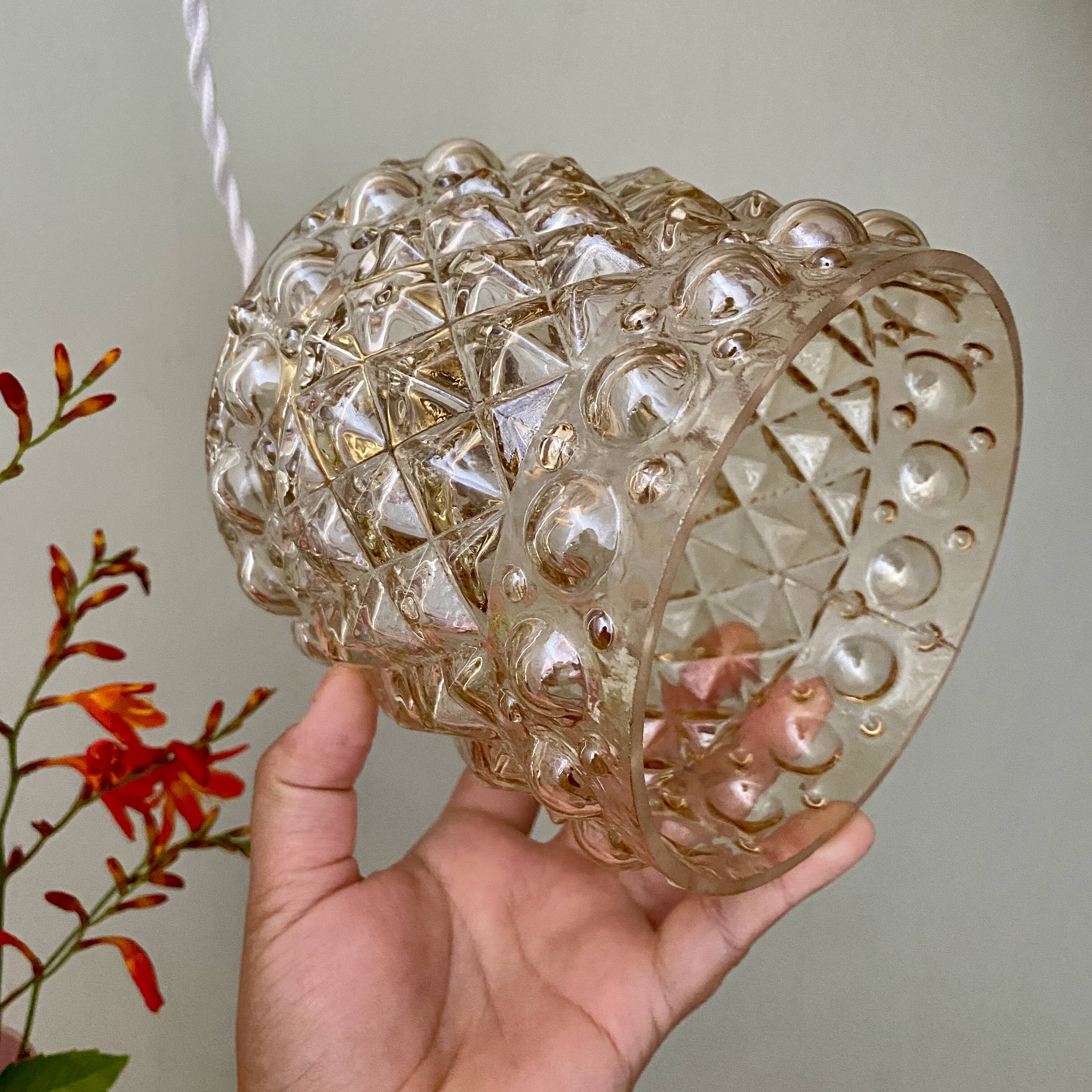 Vintage amber glass globe pendant light