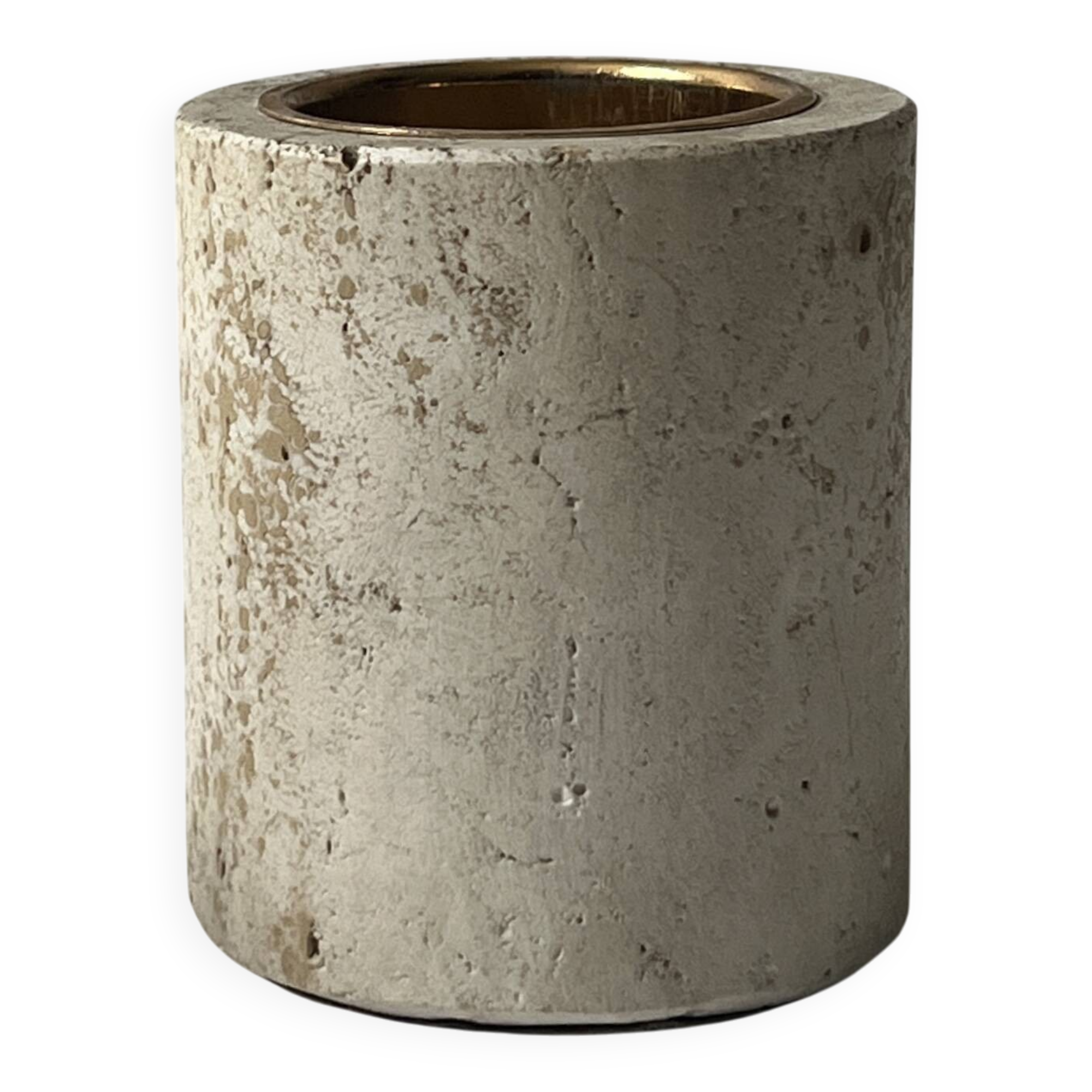 Cylindrical travertine candlestick by Fratelli Mannelli, Italian design 1970