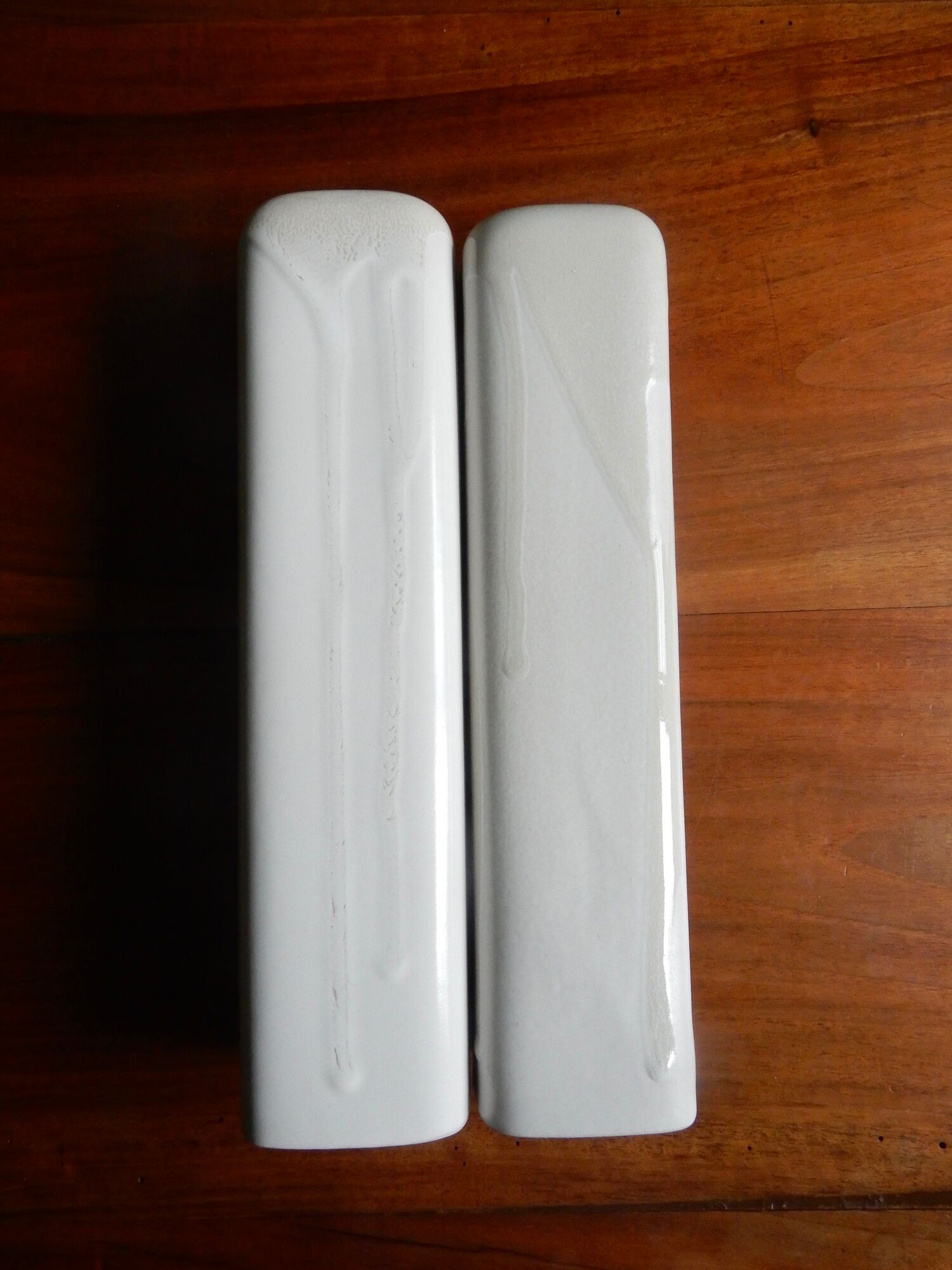 2 long Teplice vases, Czechoslovak 70