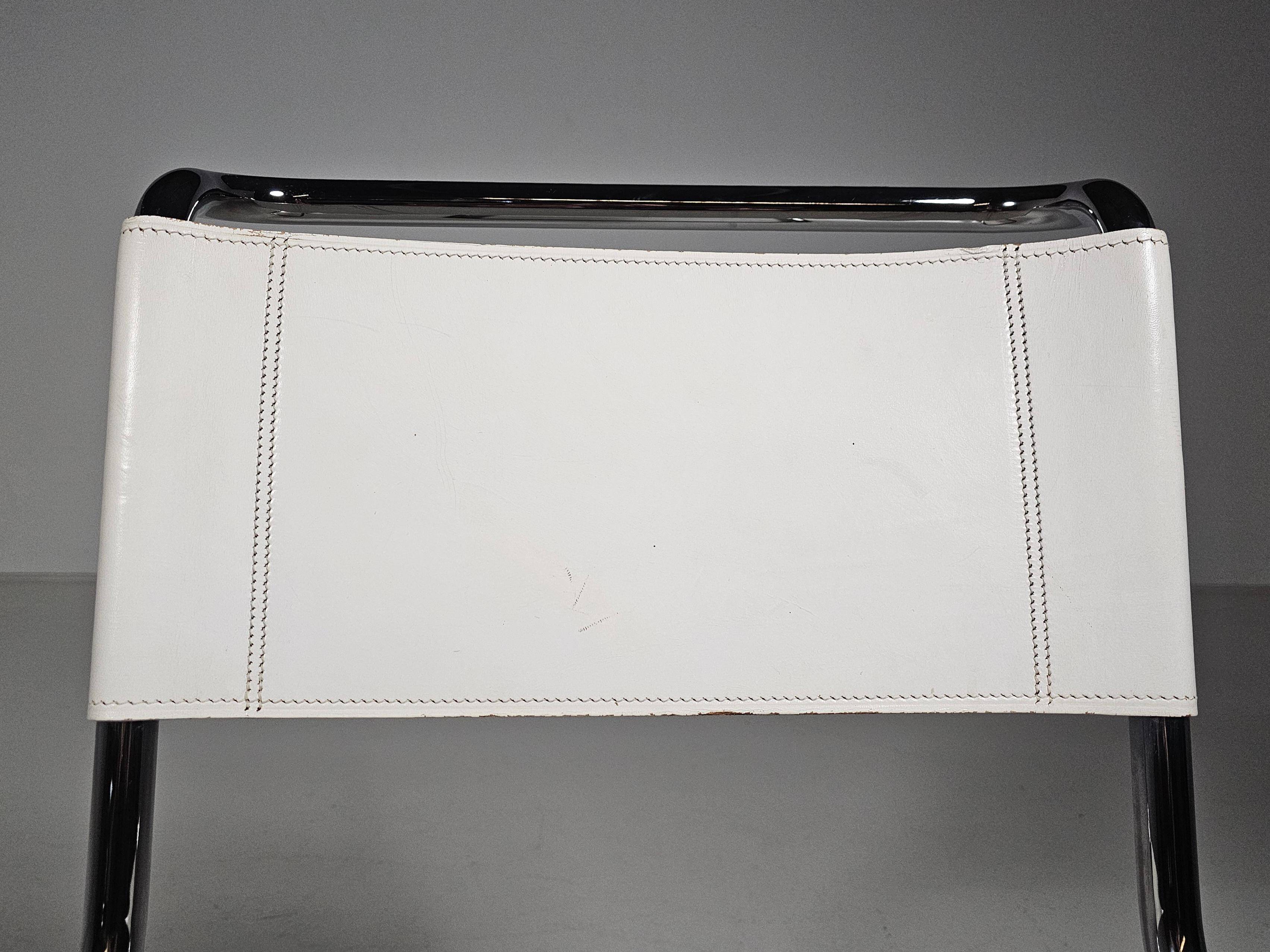 Set of 6 white cantilever dining chairs MR10 by Mies van der Rohe for Thonet, 1980s.