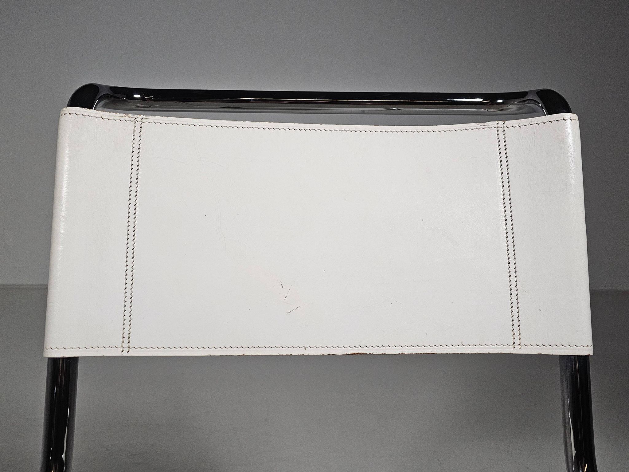 Set of 6 white cantilever dining chairs MR10 by Mies van der Rohe for Thonet, 1980s.