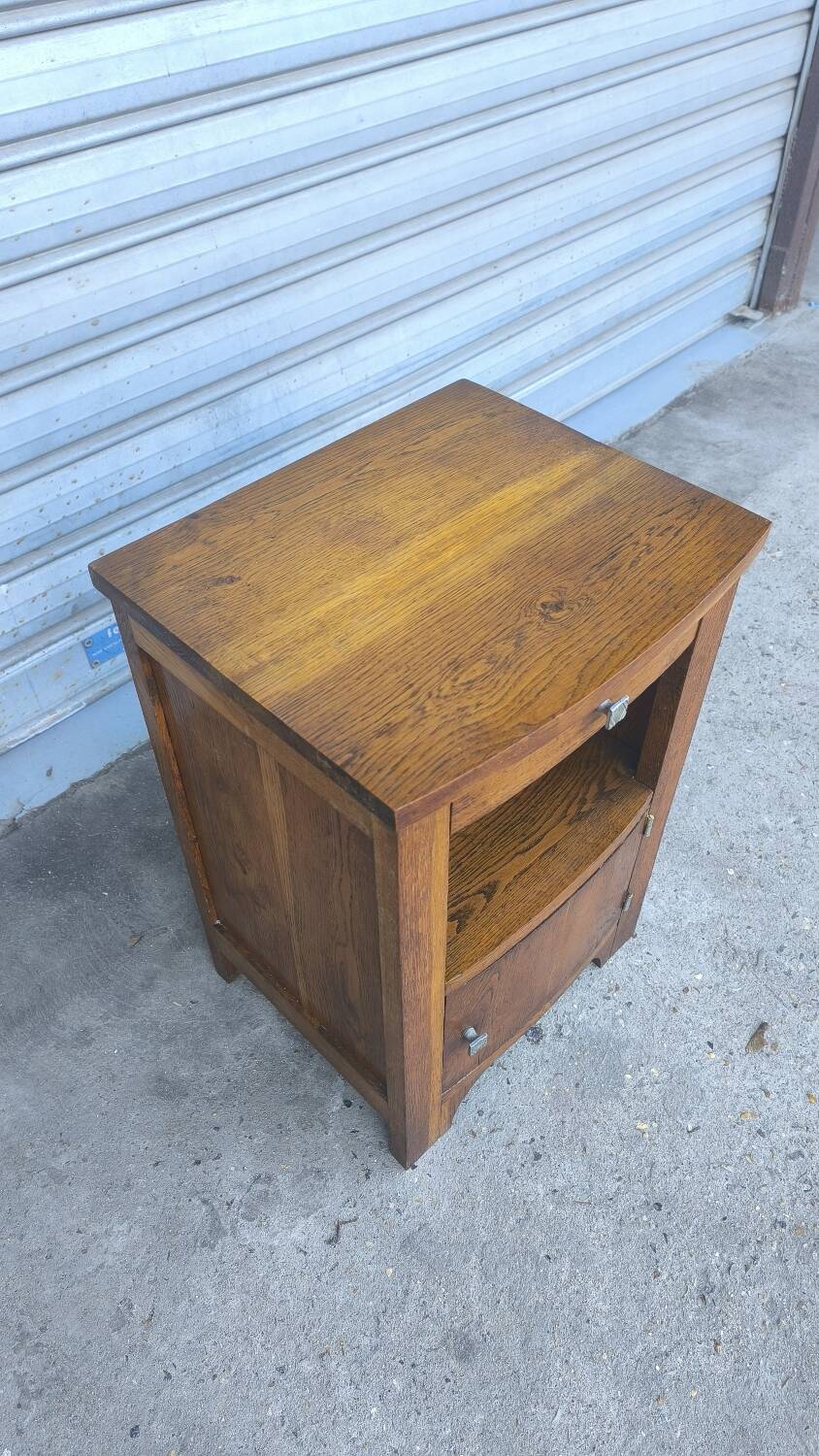 Art Deco bedside table in solid oak