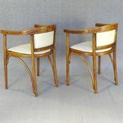 Two Fischel Art Deco armchairs upholstered in cream leather - 1925 - No Thonet