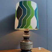 Ceramic table lamp green shade by  Hustadt-leuchten 1970s