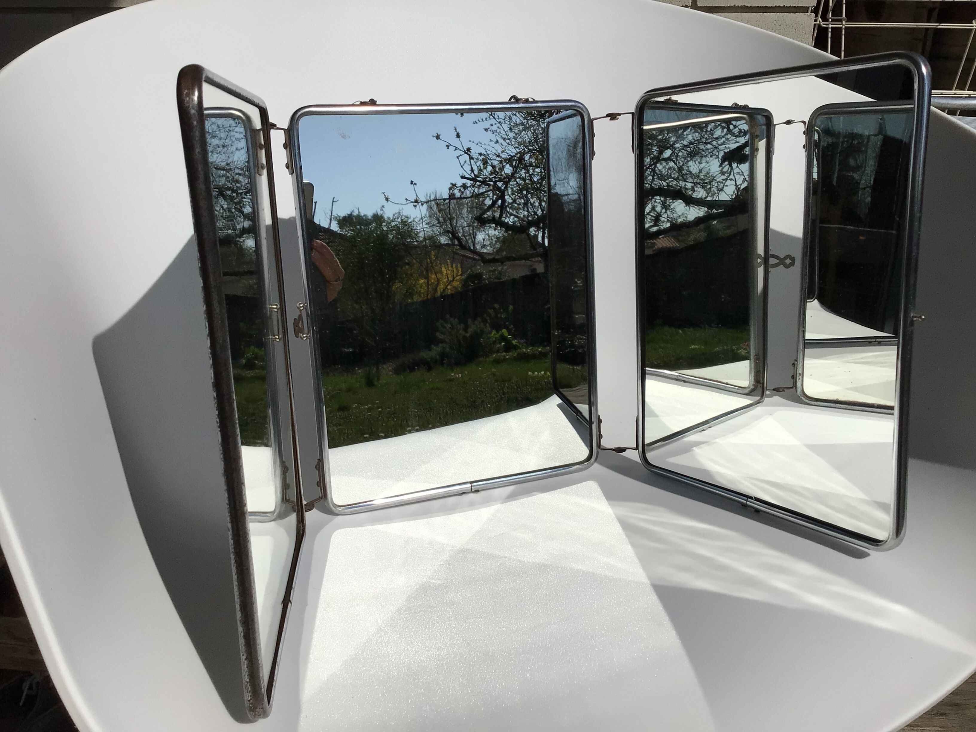 Triplet resaleable triple barber mirror back black varnish 69x27