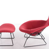 Design Harry bertoia for Knoll, Model Bird Armchair with Ottoman, 1980s
