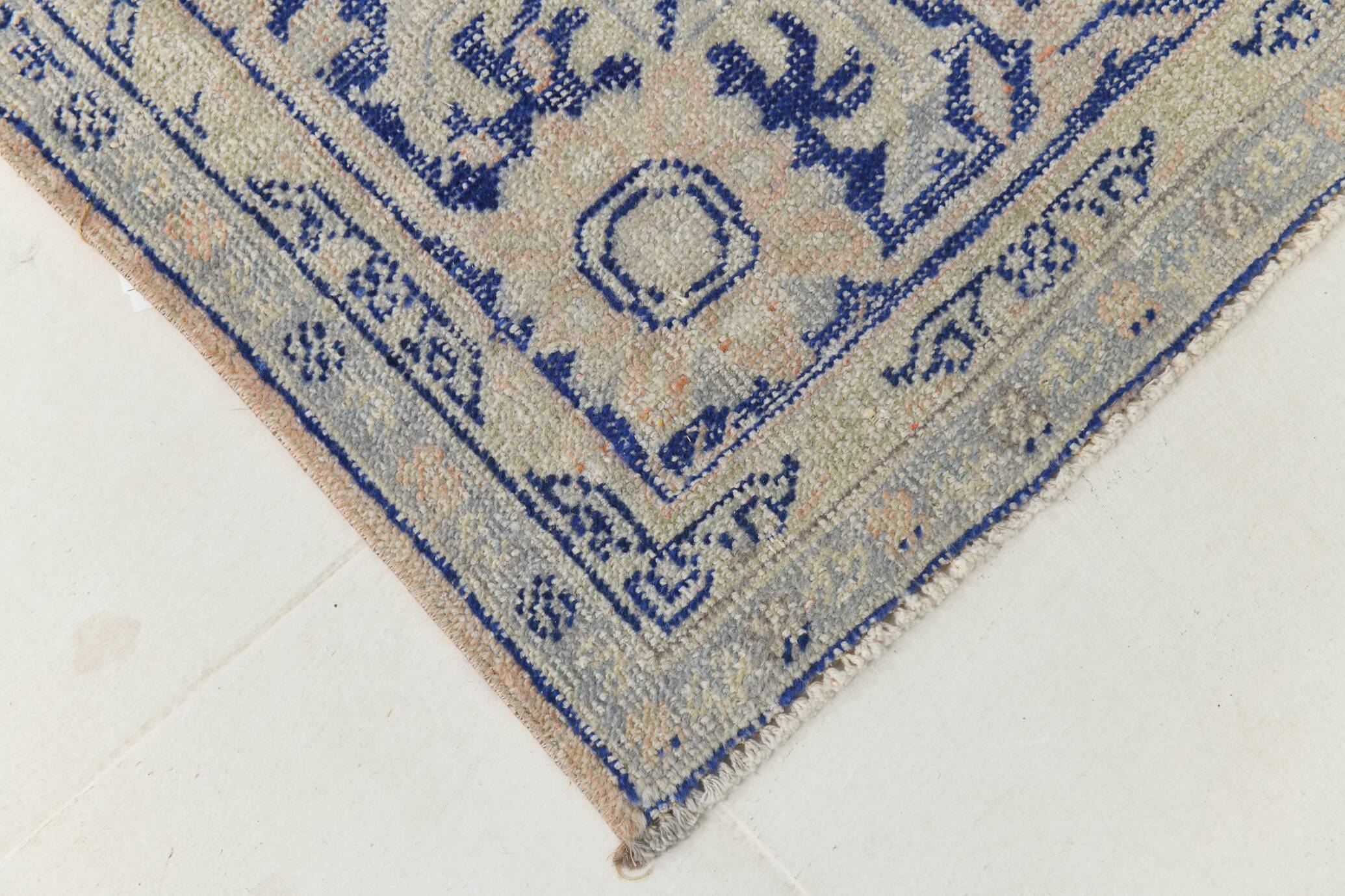 Vintage Blue & Sand Beige Large Persian Rug, 246x344Cm