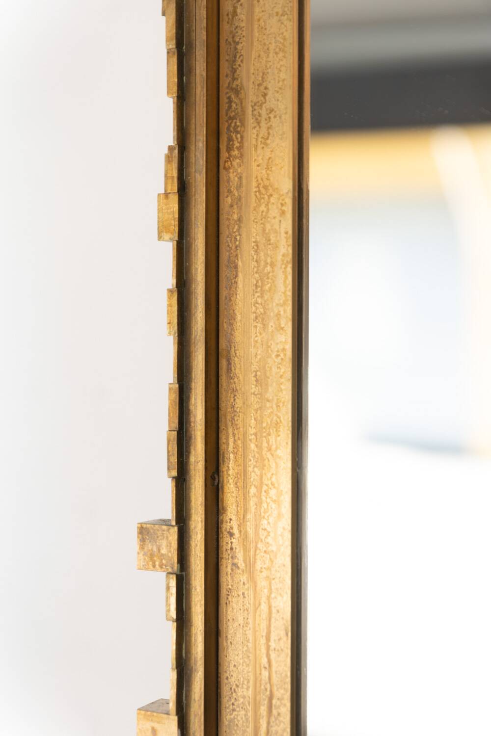 Pair of large mirrors in gilded and patinated brass. Contemporary.