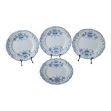 Set of 4 dessert plates from the St Amand earthenware factory, Régence model, iron earth