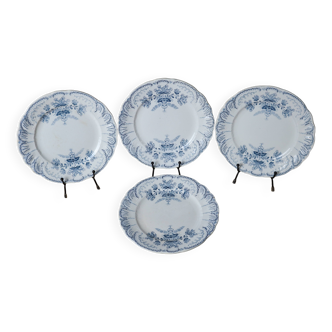 Lot de 4 assiettes à dessert de la faïencerie de St Amand modèle Régence, terre de fer
