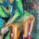Portrait d'une femme, tableau à l'huile sur toile moderniste du xxe siècle - signé