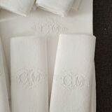 Set of 10 monogram embroidered towels CM and tablecloth