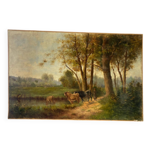 Paysage de campagne signé