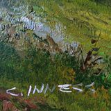 C.Iness, table, House near the pond, 100 X 70 cm