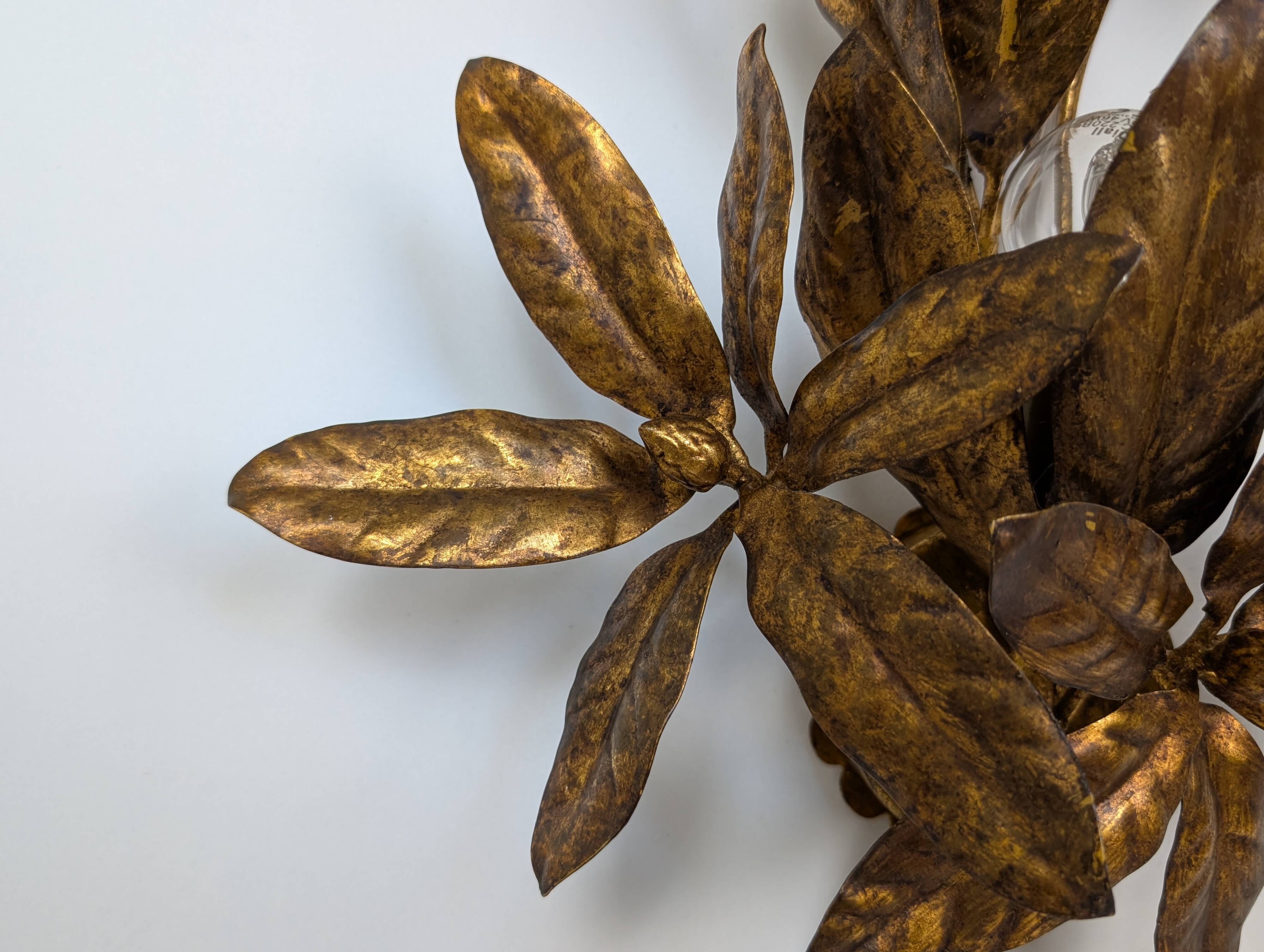 Golden leaf wall light 1970