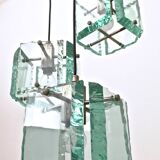 Vintage Three-Light Nile Green Glass Pendant Light by Zero Quattro, Italy