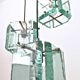 Vintage Three-Light Nile Green Glass Pendant Light by Zero Quattro, Italy