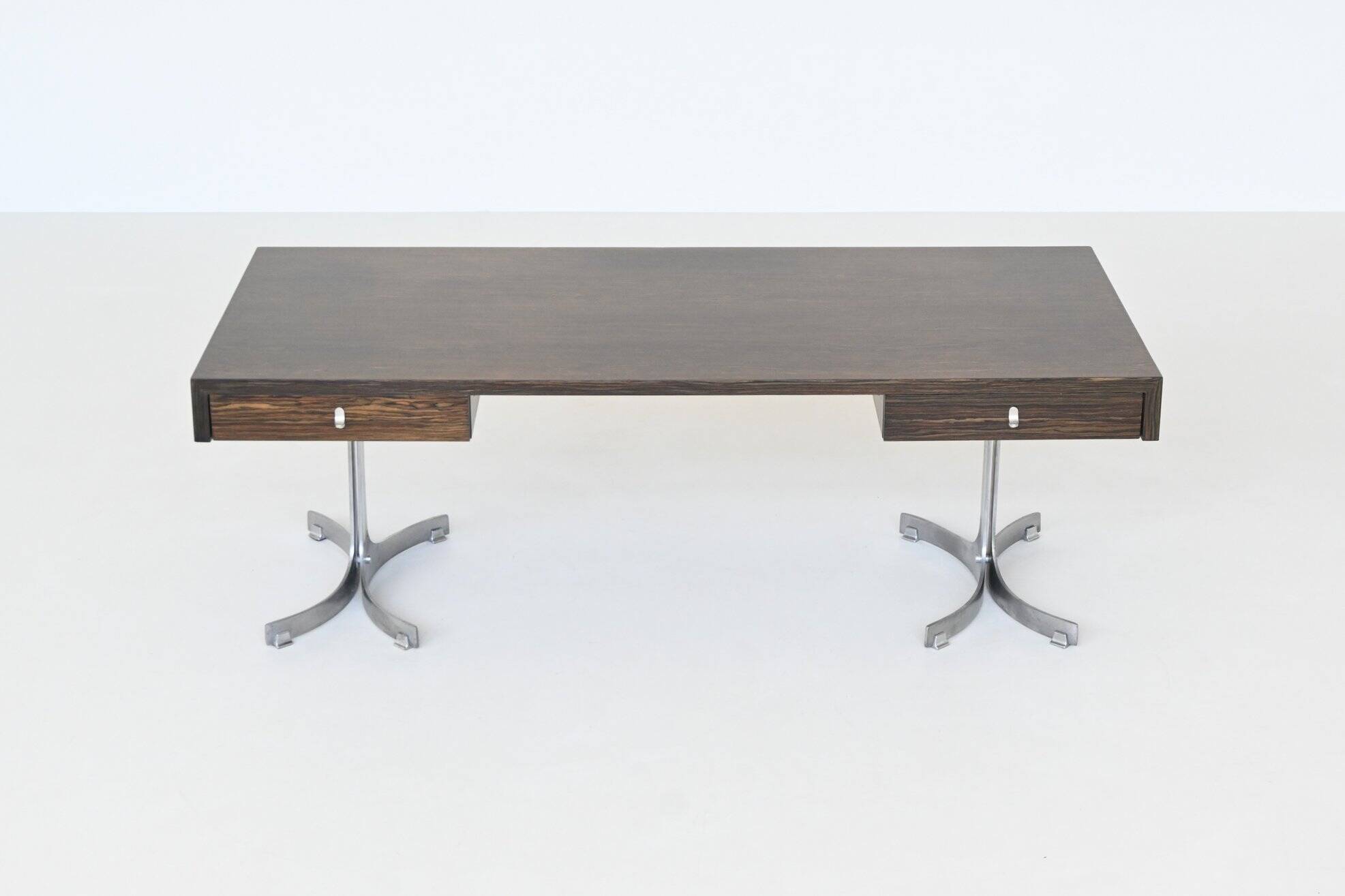 Trau Arredamenti Metallici S.P.A. large desk in rosewood Italy 1960