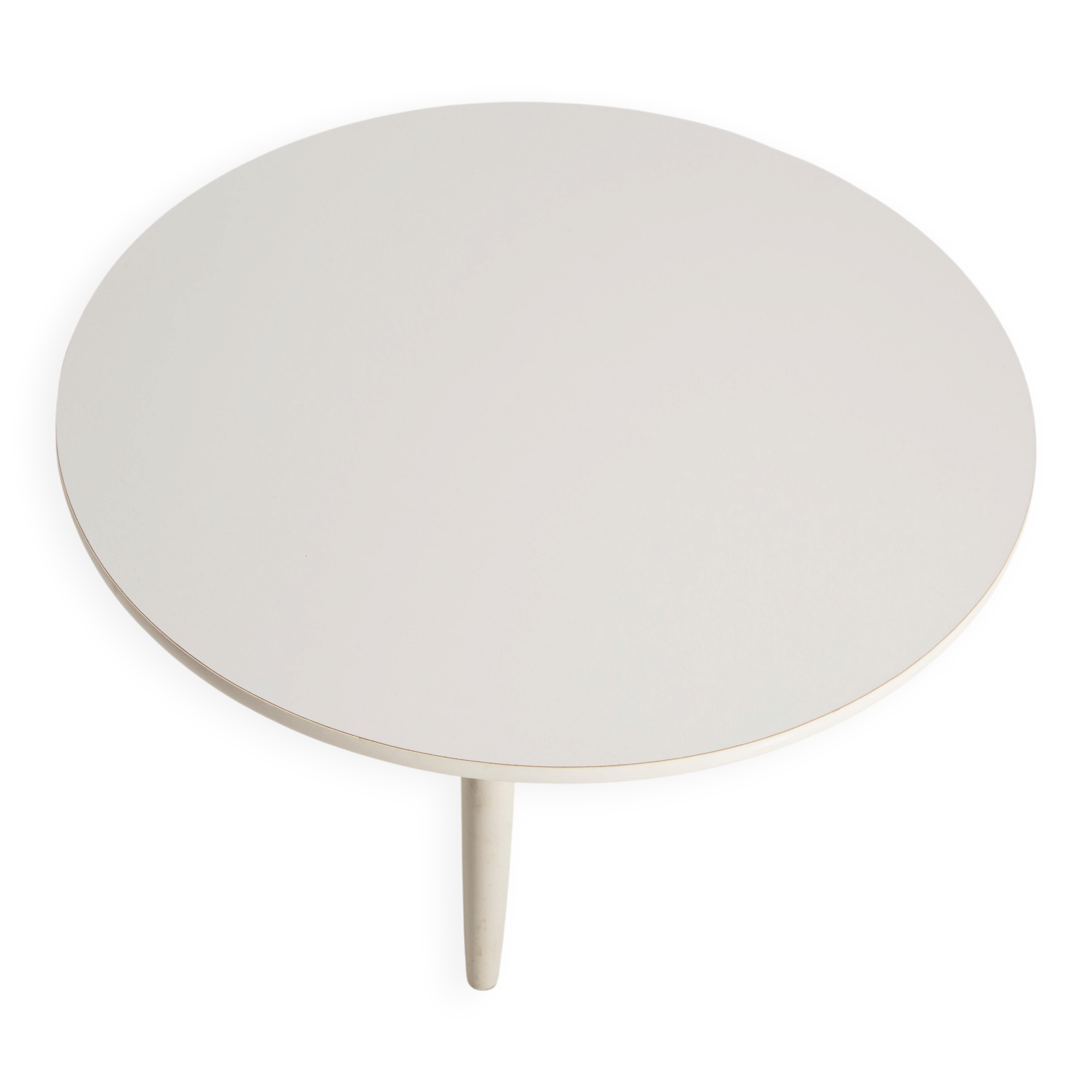 Tabouret et table vintage blanche, Danemark, 1960